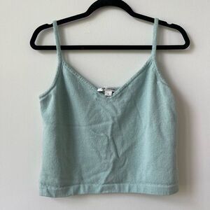 St. John Women's Spaghetti Tight-Knit Sky Blue Cropped Top Size L